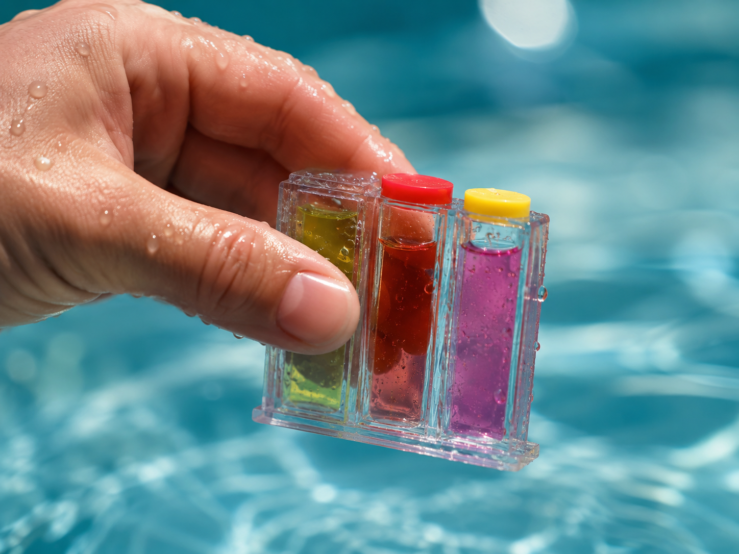 Análise da água de uma piscina com kit de medição